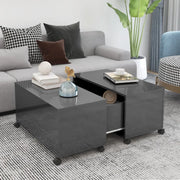 Tavolino da Salotto Grigio Lucido 75x75x38 cm Legno Multistrato