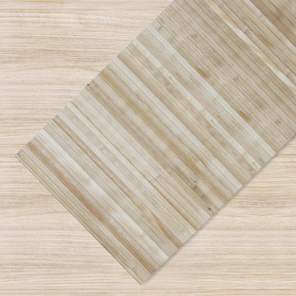 Tappeto Passatoia In Vero Bamboo Tappeto Cucina Ingresso In Legno Antiscivolo Aderente Lavabile E Antimacchia Tagliabile  - Naturale - 50x150 cm