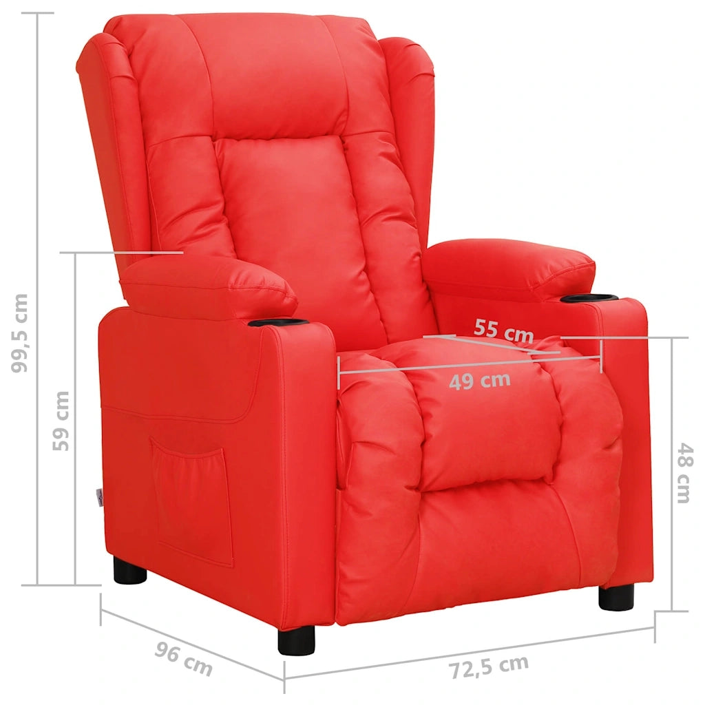 Divano Sedia-Poltrona Reclinabile Rossa in Similpelle 131835