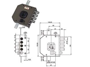 SERRATURA TRIPLICE DA APPLICARE CON SCROCCO CILINDRO EUROPEO G454- - mm.63 DX - 1 pezzi MOIA
