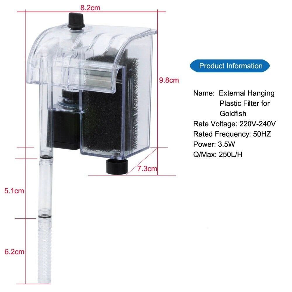 FILTRO ESTERNO PER PULIZIA ACQUARIO REGOLAZIONE FLUSSO  250L/H 3,5 W XP-06