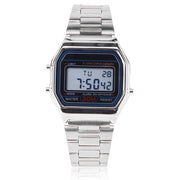 Orologio Digitale 30 m Acqua  LED Illuminazione di Fondale - Cinturino in Acciaio Inossidabile - Universale - Regolazione dell'Ora Precisa - Cronografo - Orologio da Polso