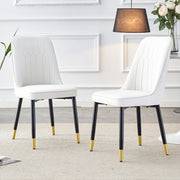 Sedie da pranzo, 2 pezzi in PU bianco e nero con schienale ergonomico e gambe in metallo nero