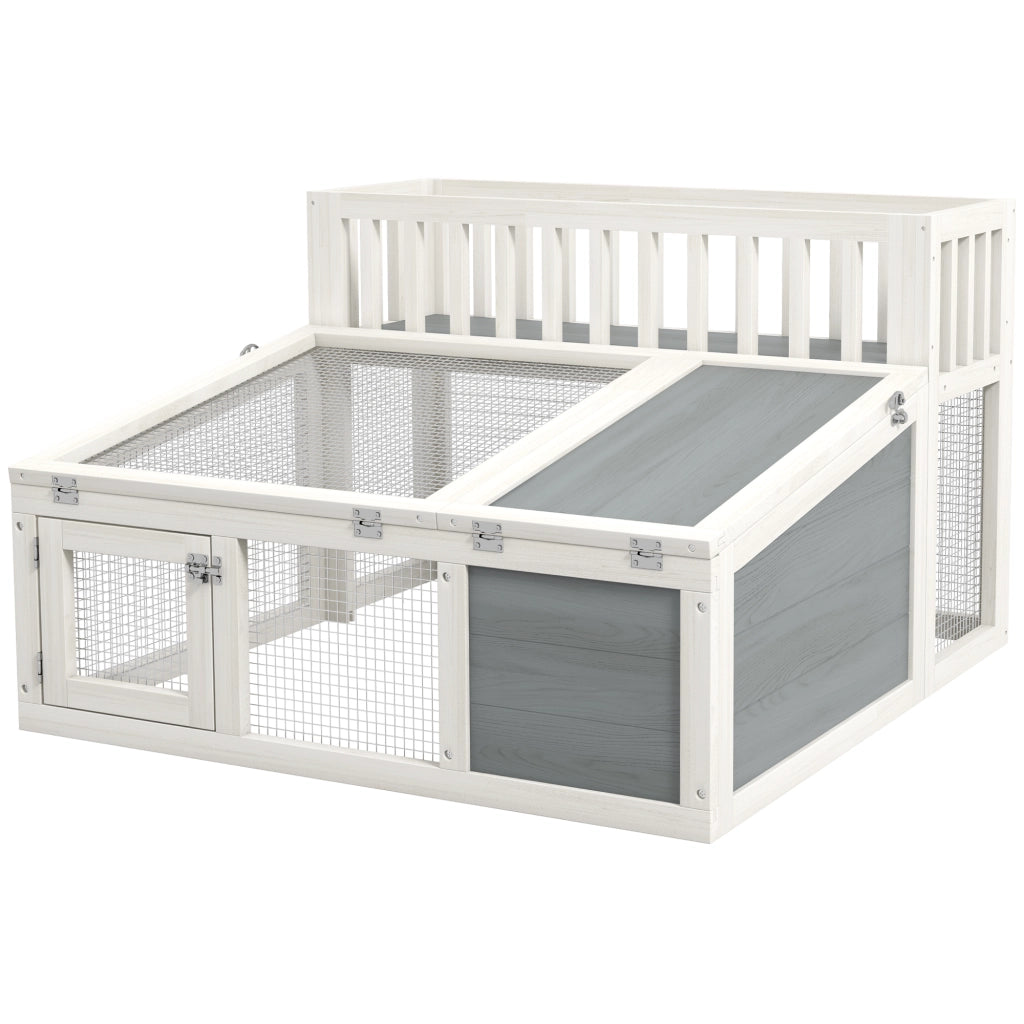 Gabbia per conigli in legno con ripiano per piante ¨C zephmum ¨C 94x90x60 cm