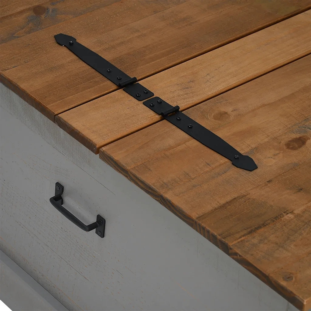 Cassapanca HALDEN Grigio 91x91x47 cm in Legno Massello di Pino 4018407