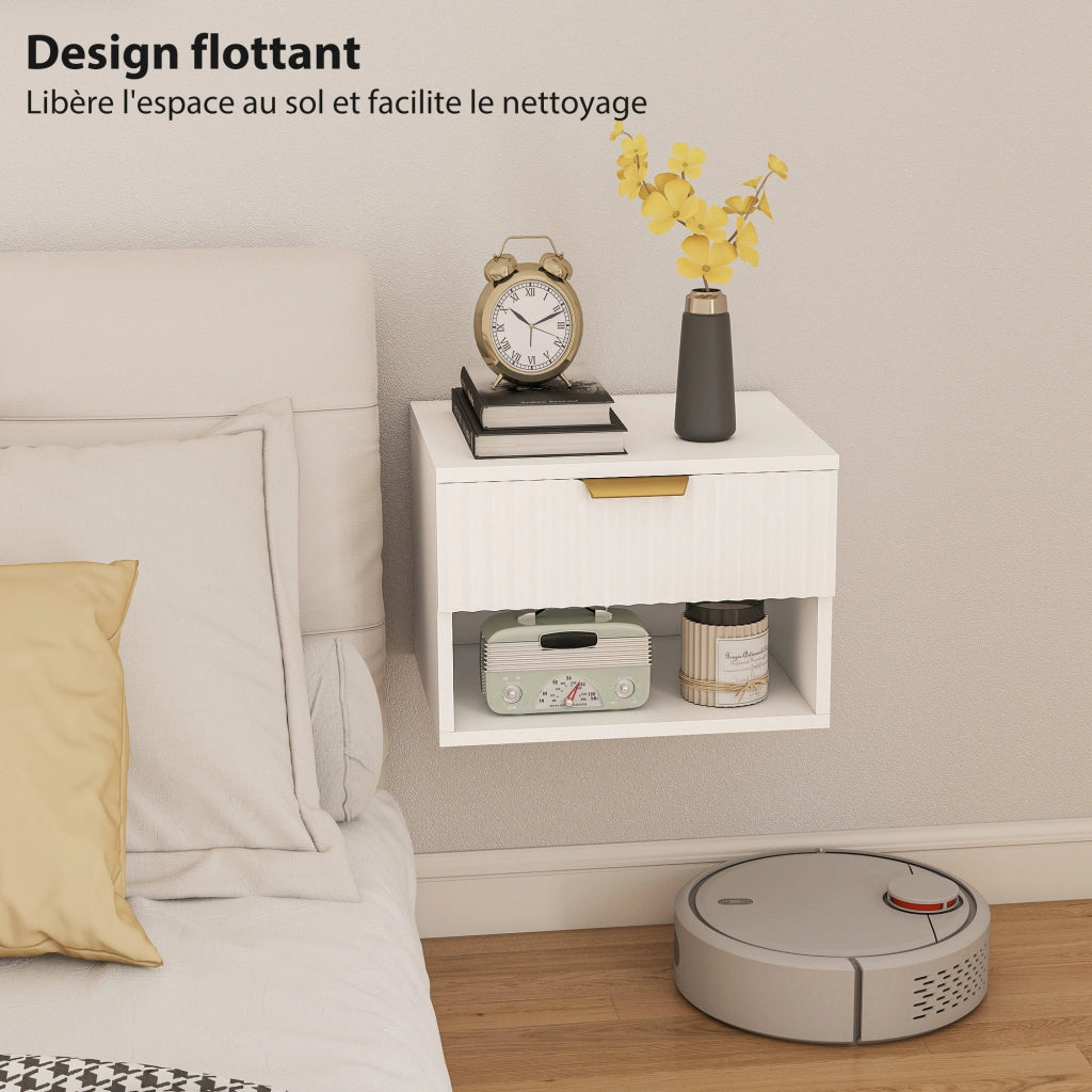 Tavolino da letto sospeso ¨C zephmum ¨C 40x34x29 cm, bianco