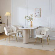 SEDIA imbottita set da 4 pezzi in velluto beige con schienale a petalo