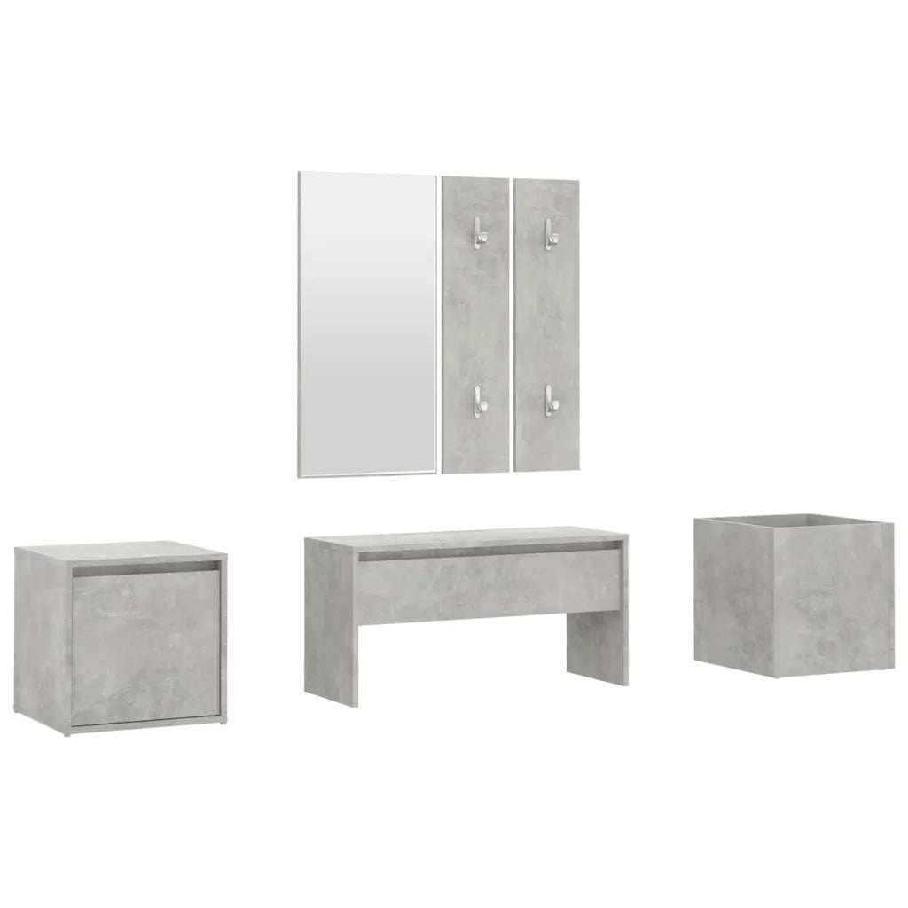 Set di Mobili da Corridoio Grigio Cemento in Legno Multistrato 3082066