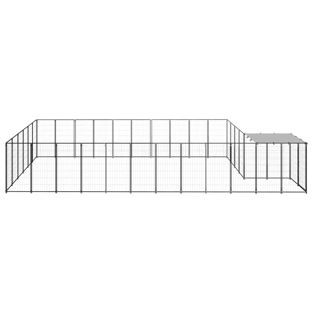 Recinto per animali da esterno per cani 19,36 m² acciaio nero 02_0000503