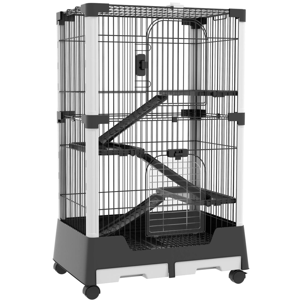 Gabbia per Piccoli Animali con Ruote 114x75x50 cm ¨C zephmum ¨C Grigio