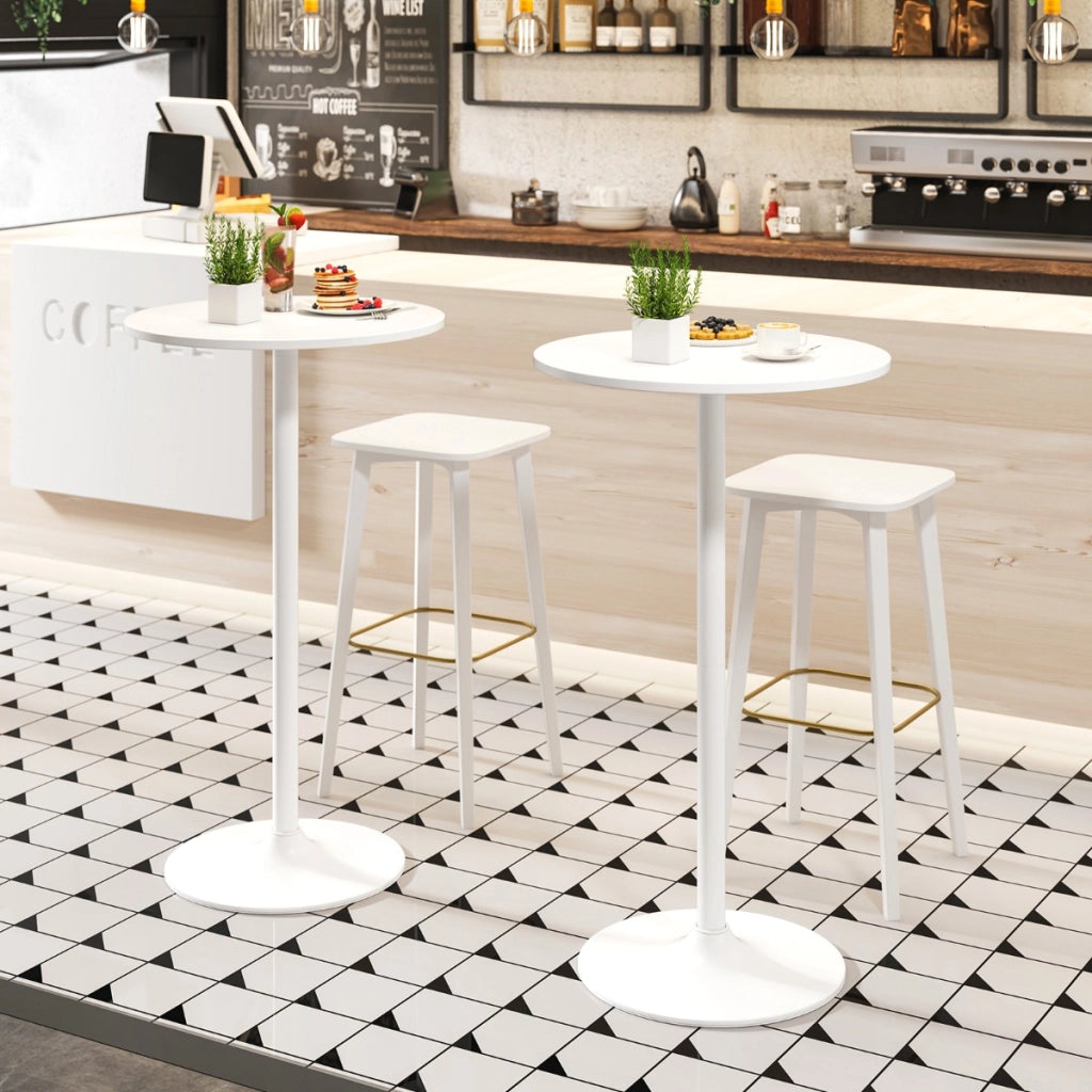 Tavolo da cocktail 101,5 cm si trasforma in tavolo caff¨¨ 56 cm, Tavolo bistro rotondo 2 pezzi finitura polvere elegante Bianco