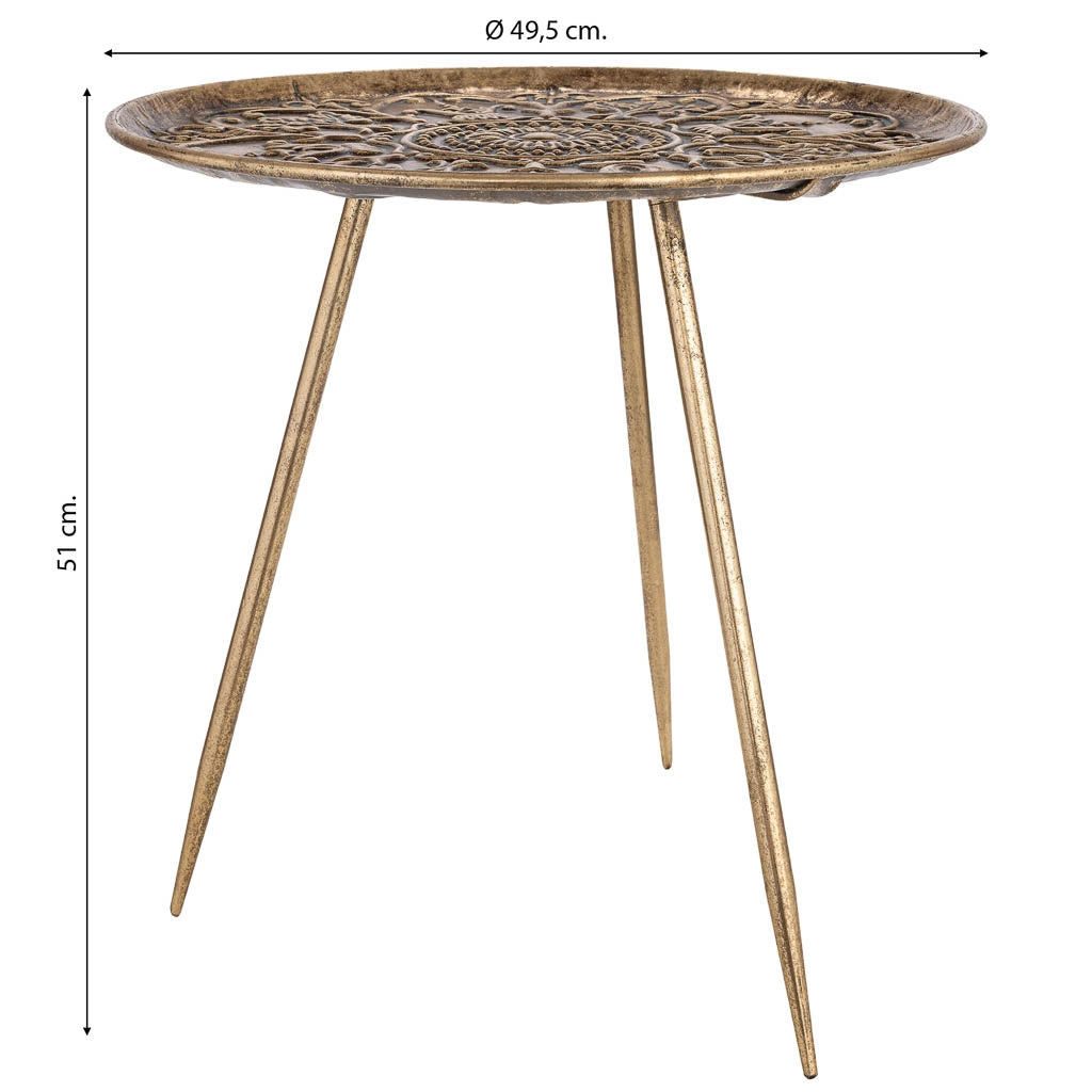 Tavolino da caffè in metallo dorato 49,5x49,5x51h cm