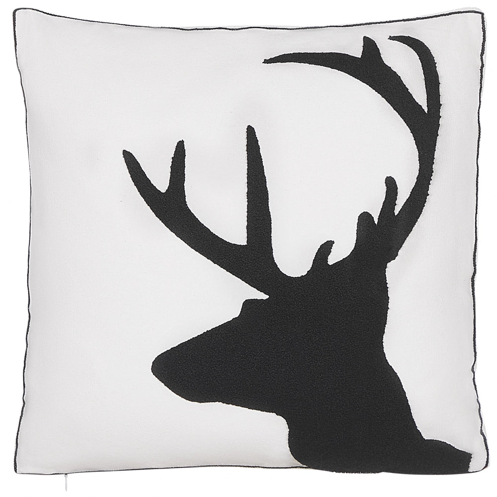 Set di 2 cuscini decorativi con testa di renna 45 x 45 cm bianco e nero