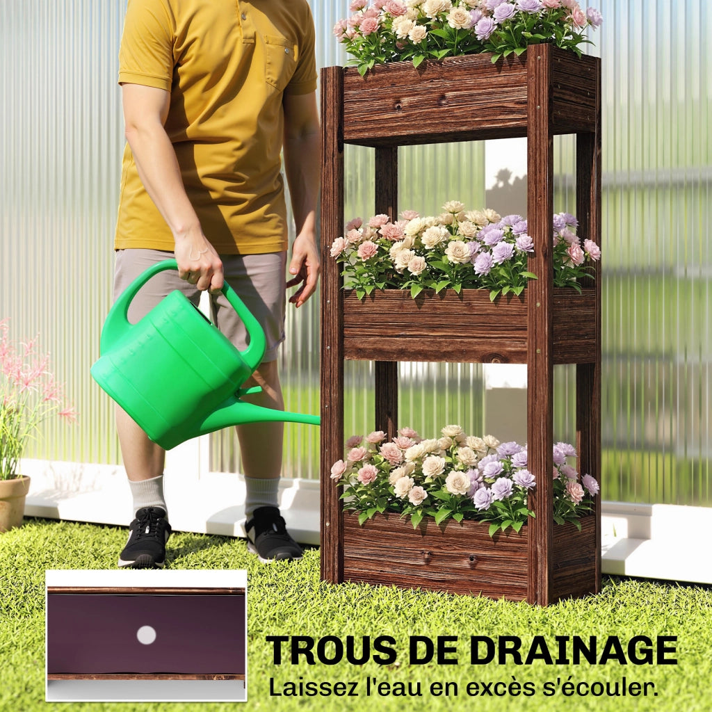 Fioriera da Giardino 3 Livelli ¨C zephmum ¨C 60x25x120 cm Marrone