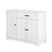 Credenza con 3 ante e 1 cassetto; ripiani regolabili - per soggiorno - in MDF - bianco