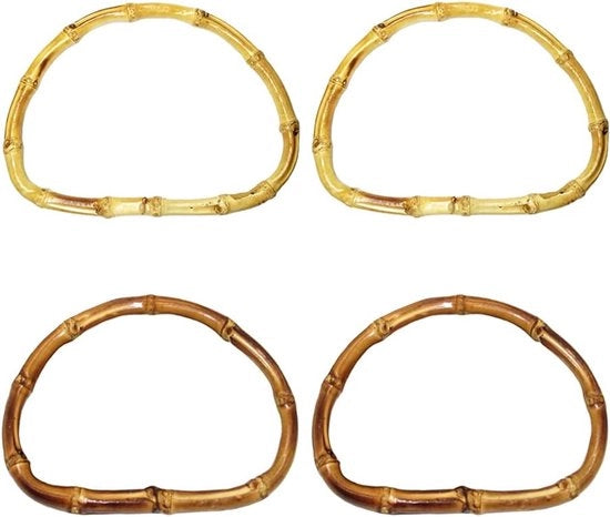 Manici per utensili a forma di D in bambù - Accessori portatili manuale - 4 pezzi - Materiale principale bambù