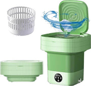 Campingwasmachine portatile da 10 litri - 10 W, pieghevole e compatta - 3 modalità, automatico - per viaggi e piccoli capi - verde
