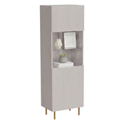 Vetrina Raccuja, Vetrinetta da soggiorno con anta e dettaglio in vetro, Rialzato da terra, 60x42 h183 cm, Beige