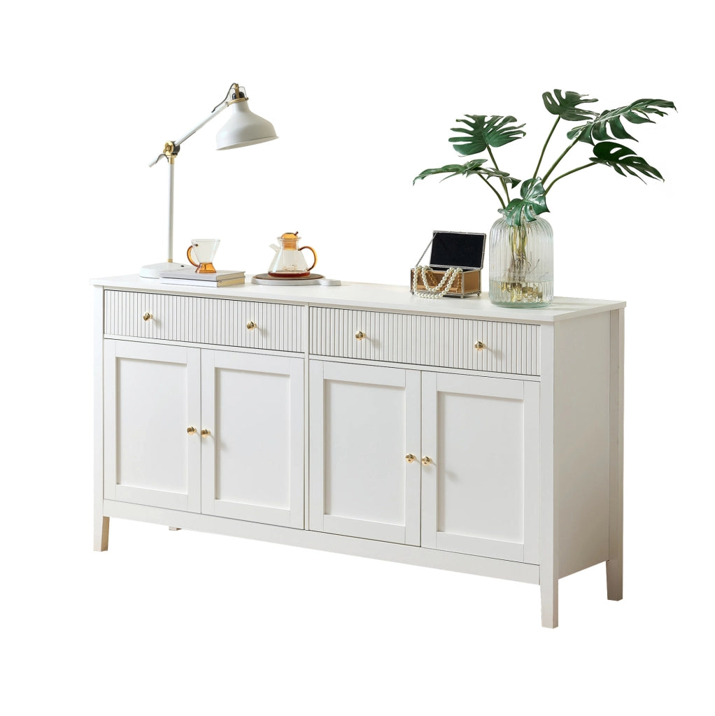 Credenza bianca 160 cm con 2 cassetti e 4 ante