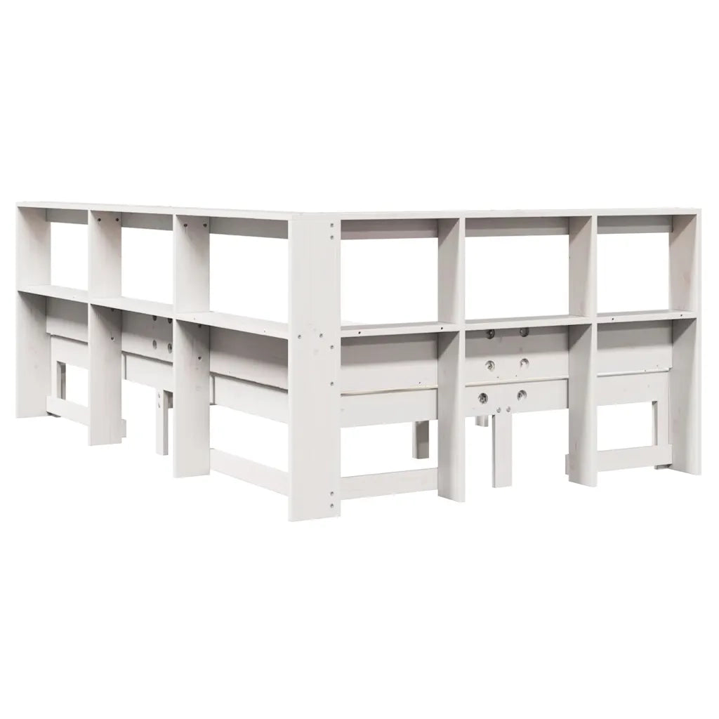 Letto Libreria senza Materasso-Struttura Letto con contenitore Bianco 120x190 cm Legno di Pino 778448
