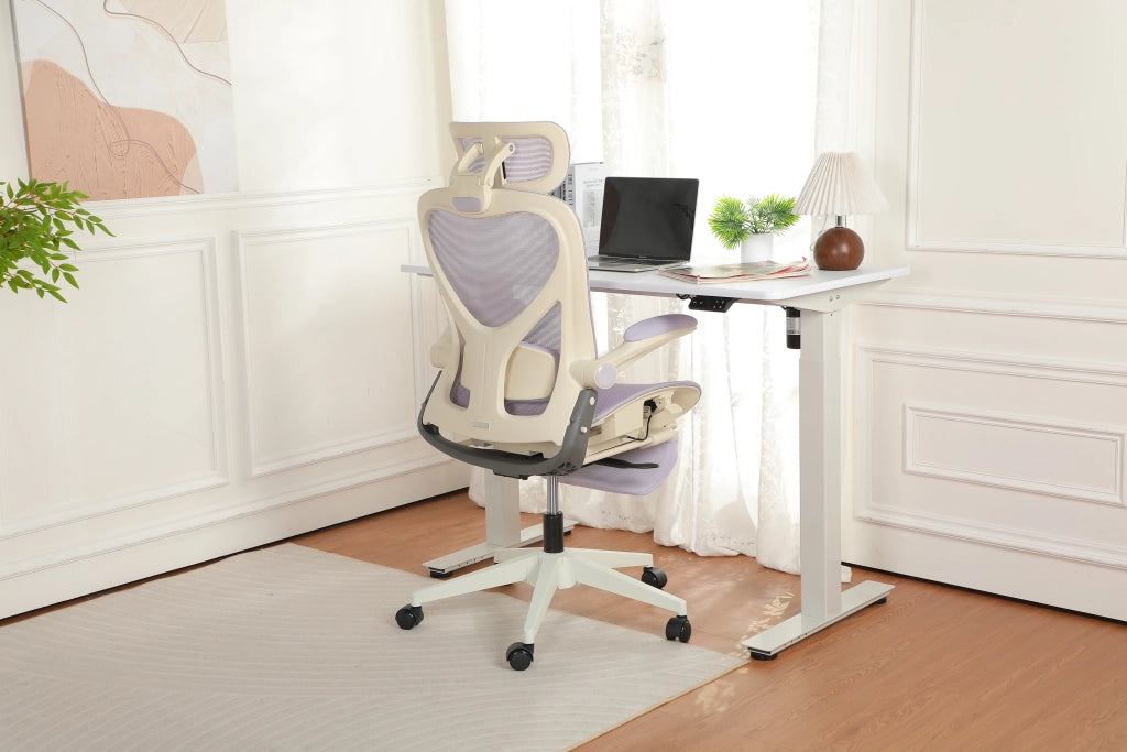 Sedia da ufficio ergonomica pieghevole in rete viola 62 x 48,5 x 129 cm