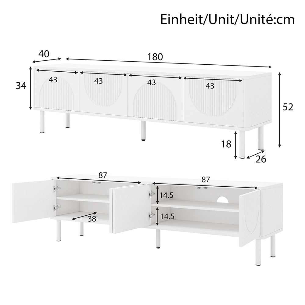 Mobile TV 180cm - Xylo - Design minimalista superficie opaca