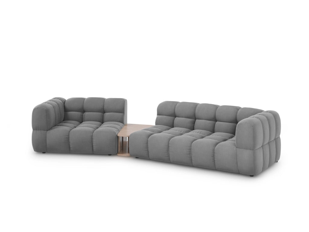 Cosmopolitan Design - Divano modulare sinistro "Sky" 3 posti in velluto grigio chiaro 
