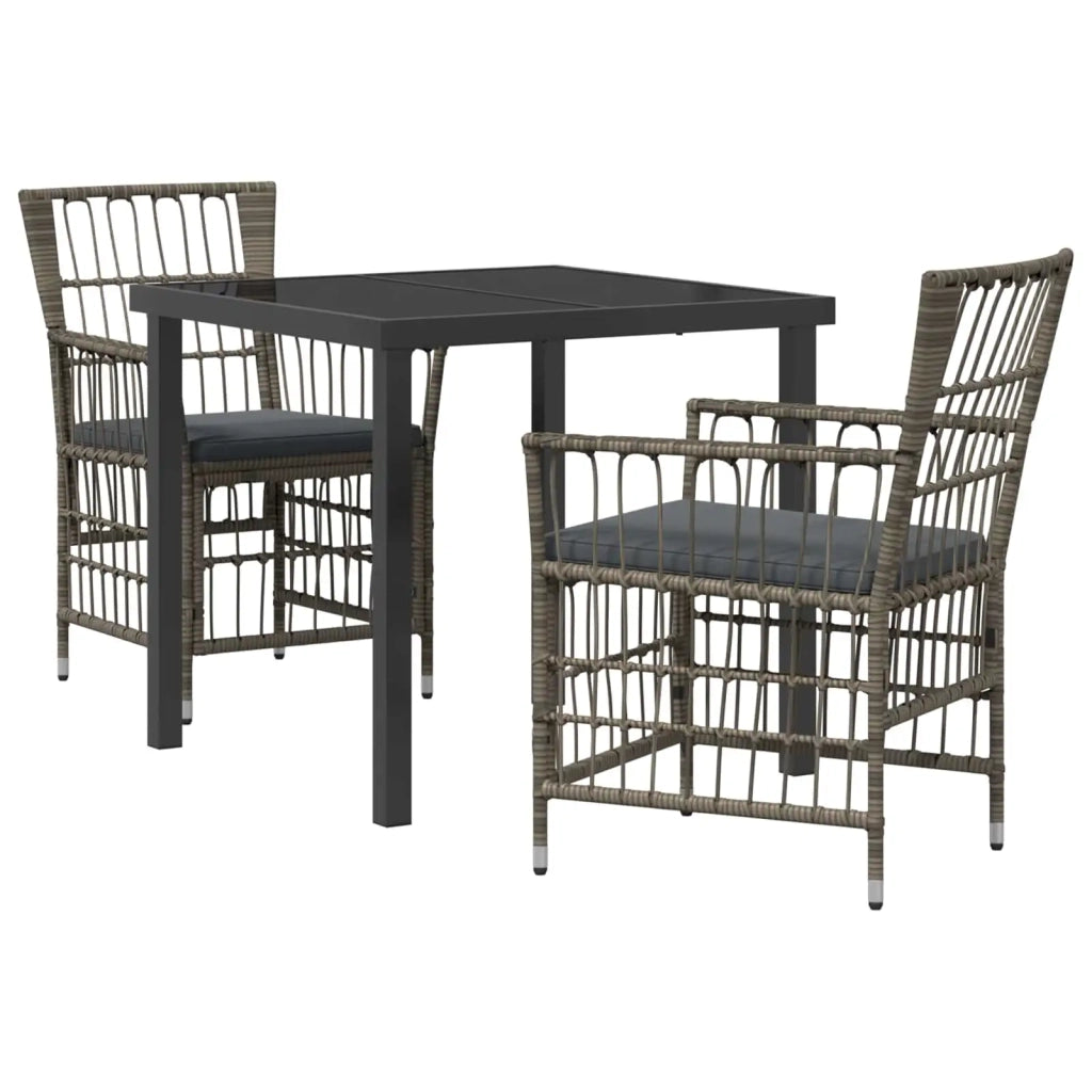 Set da pranzo per esterni 3 pz Grigio polyrattan 3448925