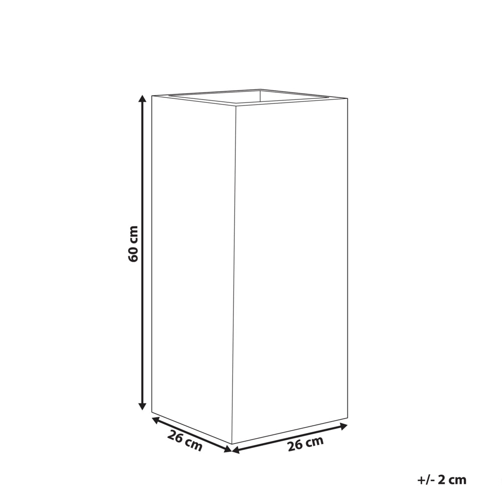 Vaso da fiori in argilla da giardino alto 26 x 26 x 60 cm resistente ai raggi UV grigio chiaro