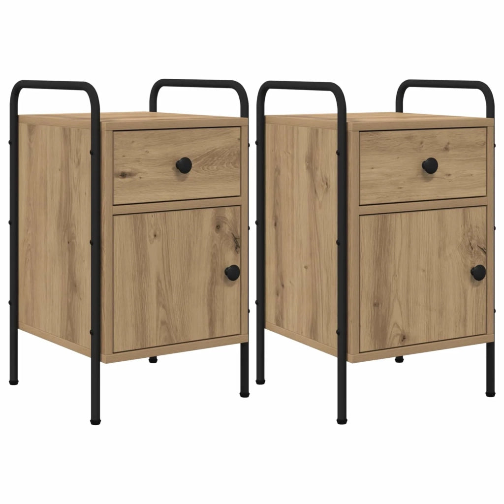 Armadio da Notte 2 pz Rovere Artigianale 35 x 36,5 x 61 cm 8007658