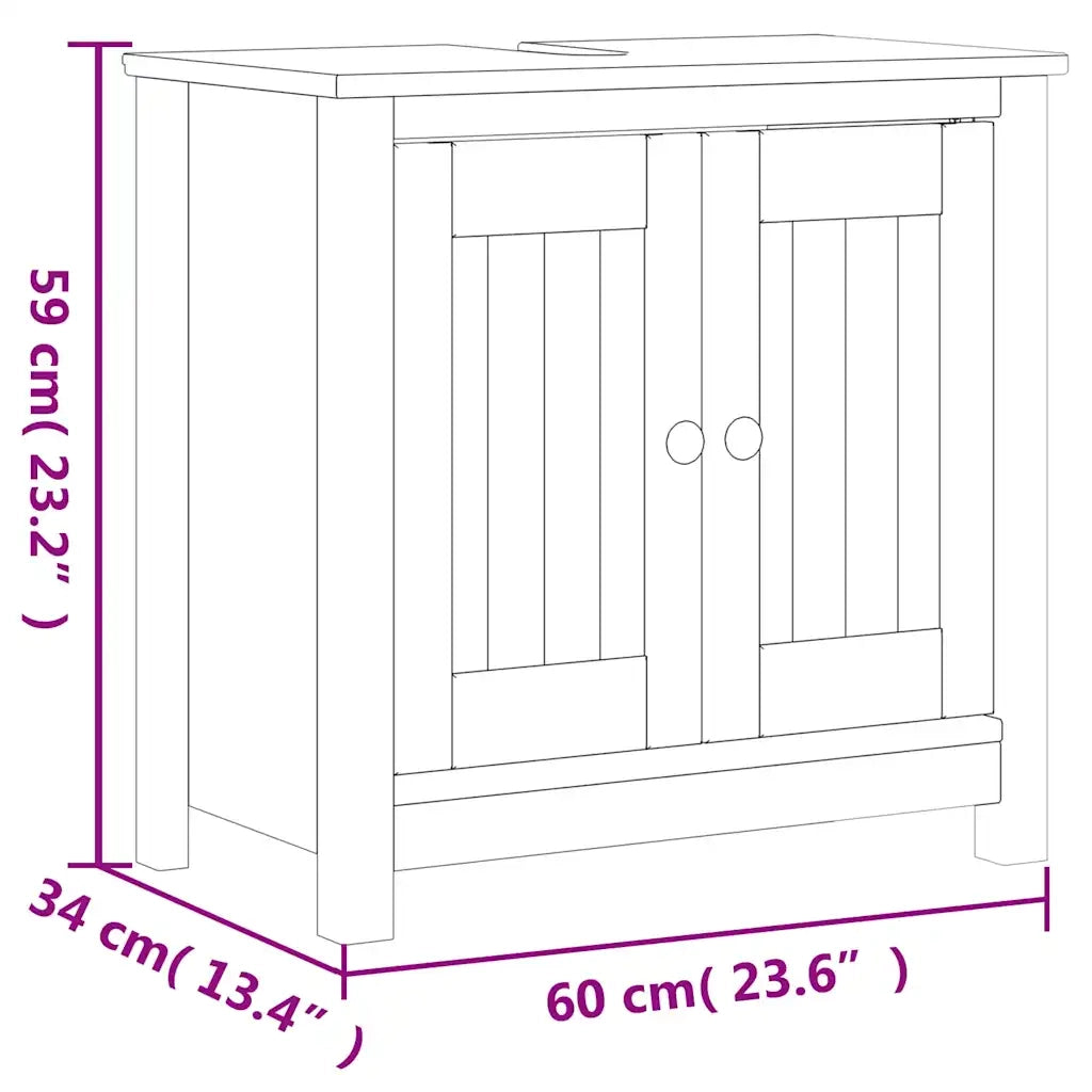 Set Mobili da Bagno 3 pz BERG Bianco in Legno Massello di Pino 3206494