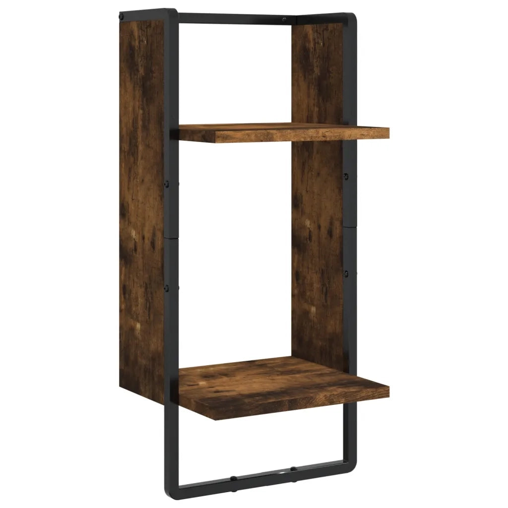 vidaXL Set Mensole Parete con Aste 4pz Rovere Fumo Legno Multistrato