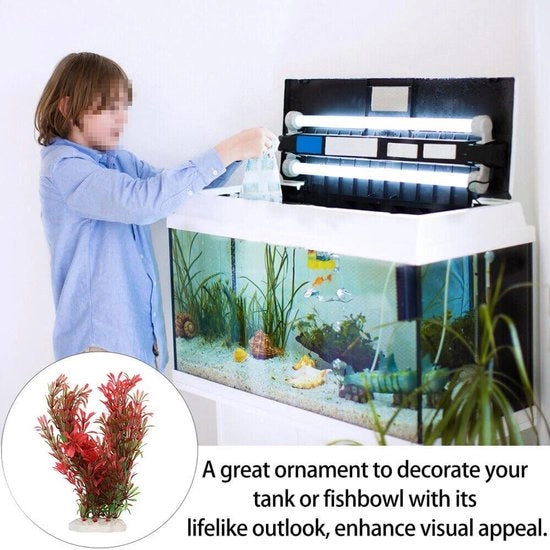 Decorazioni per acquario con piante artificiali simulazione verde - 24 x 8 cm