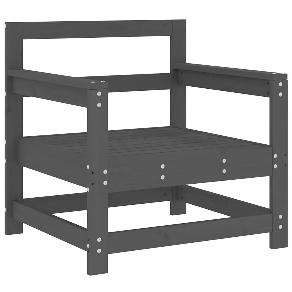 Sedia da patio-Sedie da Giardino con Cuscini 2pz Legno Massello di Pino Grigio 827251
