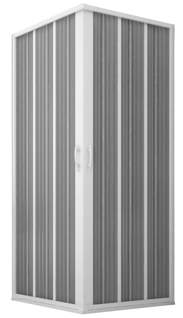 Box Doccia Angolare 100x100 cm 2 Ante a Soffietto in PVC Apertura Centrale H185 cm Dorini Bianco