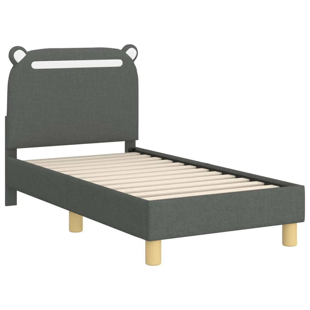 Struttura letto per bambini con testata Grigio Scuro Tessuto