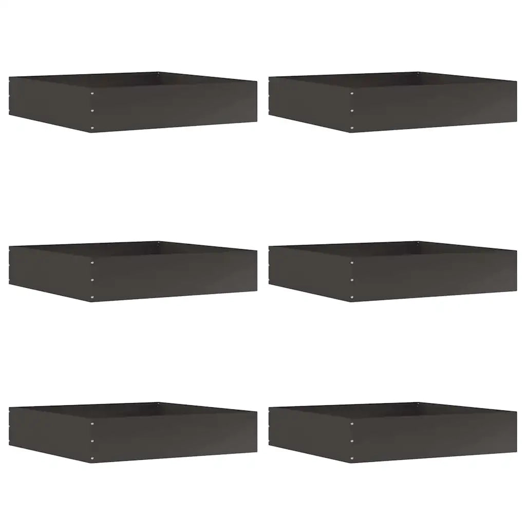 Bordura per Prato 6 pcs Nero 60 x 60 x 13 cm Acciaio