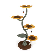 Torre multifunzionale per gatti di girasole con 4 piattaforme a forma di fiore, Torre mobili arrampicata per gatti-Alberi Tiragraffi