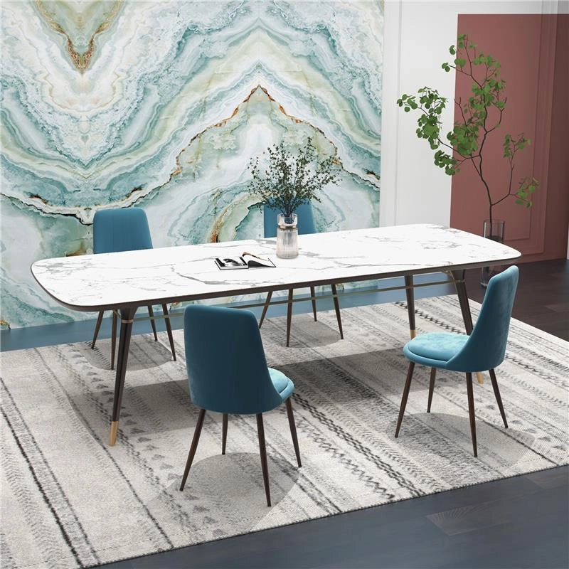 SEDIE DA CUCINA IMBOTTITE, SET 4 PEZZI IN POLIESTERE E ACCIAIO, 47X55X86 CM, BLU