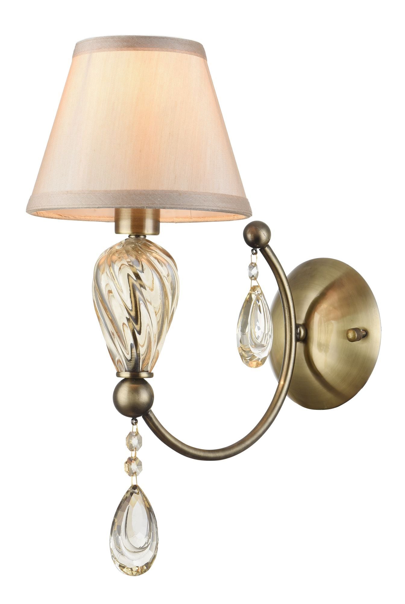 Lampada da parete Royal Classic in Metallo e Vetro Murano Bronzo