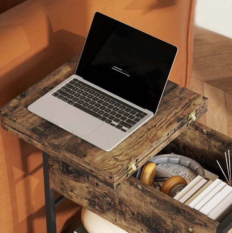 Comodino con prese elettriche, USB e vani contenitore, 60 x 29,8 x 58,5 cm