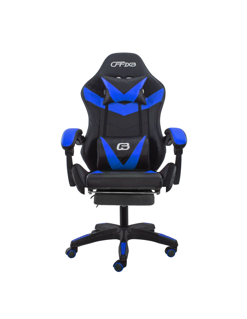 Sedia da Gaming Ergonomica 66x60x134 cm con Poggiapiedi in Similpelle Blu