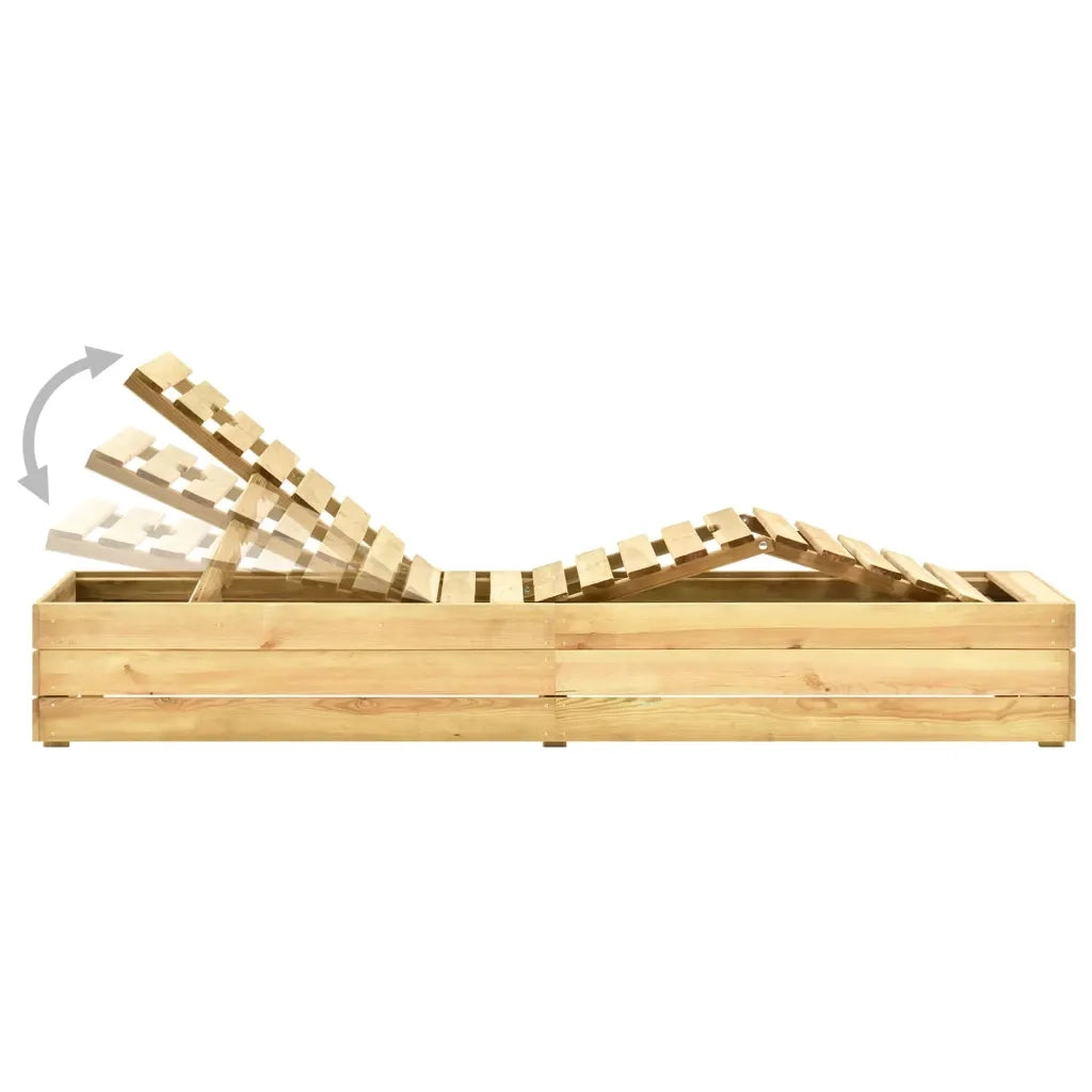 Lettino Prendisole e Tavolino in Legno di Pino Impregnato 315403