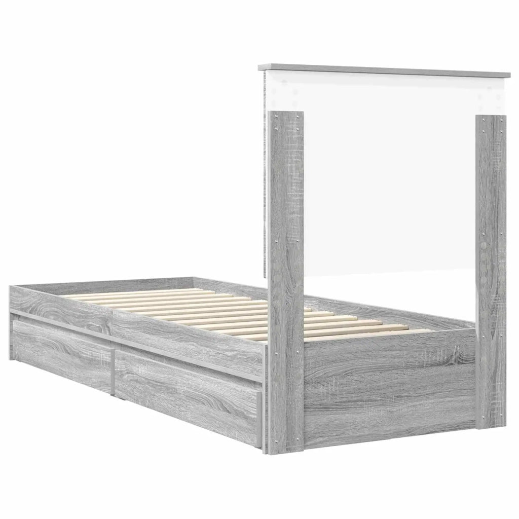 Letto con Contenitore con testiera Grigio Sonoma 75 x 190 cm