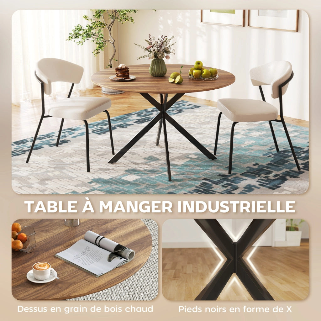 Tavolo da Pranzo Rotondo per 4 Persone Allungabile ¨C Zephmum ¨C Legno Effetto Rovere Antracite 120 cm