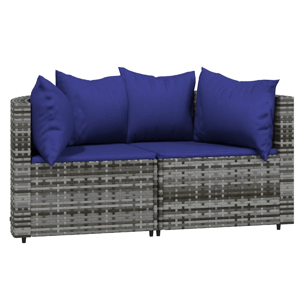 Set Divani da Giardino 3 pz | Set Salotto da Giardino con Cuscini in Polyrattan Grigio