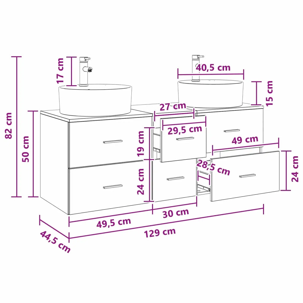 Set di mobili per il bagno 3 pz Legno antico 3405889