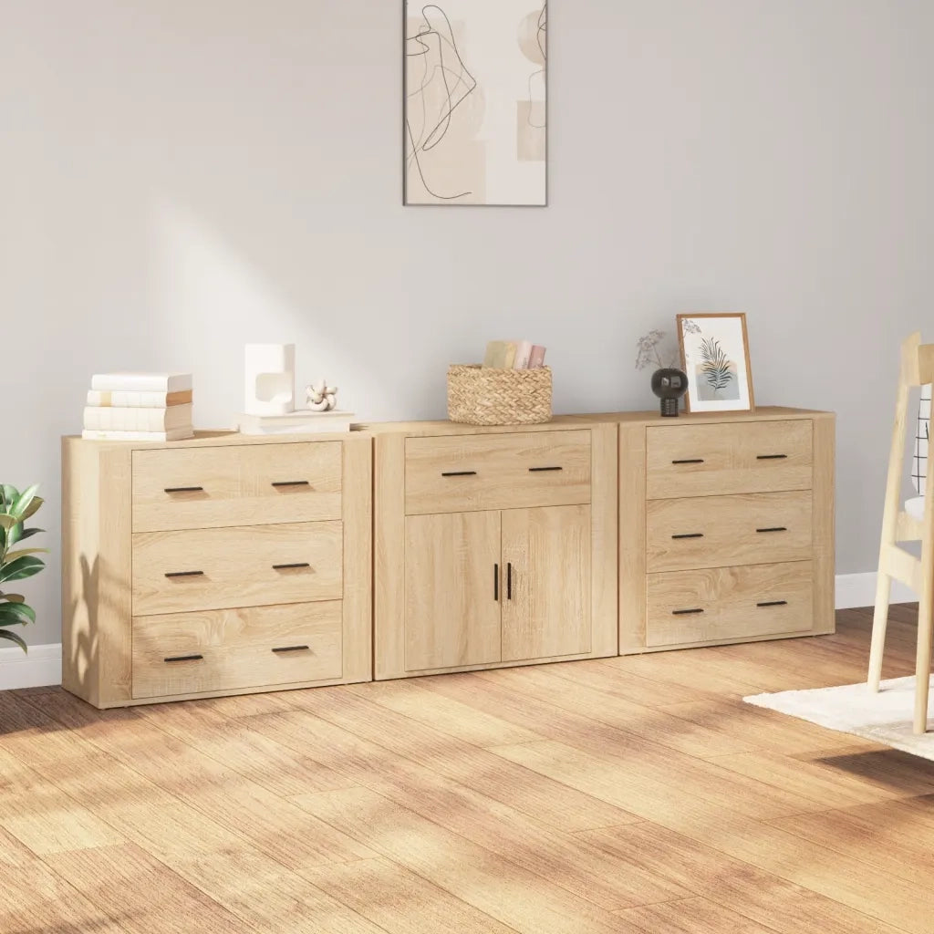 Credenze 3 pz Rovere Sonoma in Legno Multistratocod mxl 125280
