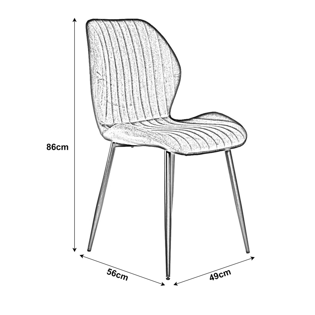 Sedia in Velluto con Struttura in Metallo Nero e Seduta Imbottita Ravello, Poltroncina di Design Moderno ed Ergo 2 Sedie