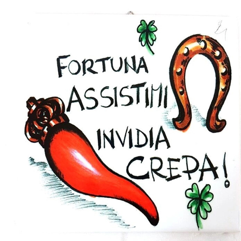 Trade Shop - Quadretto Piastrella Decorativa Porta Fortuna Ceramica Fortuna Assistimi -